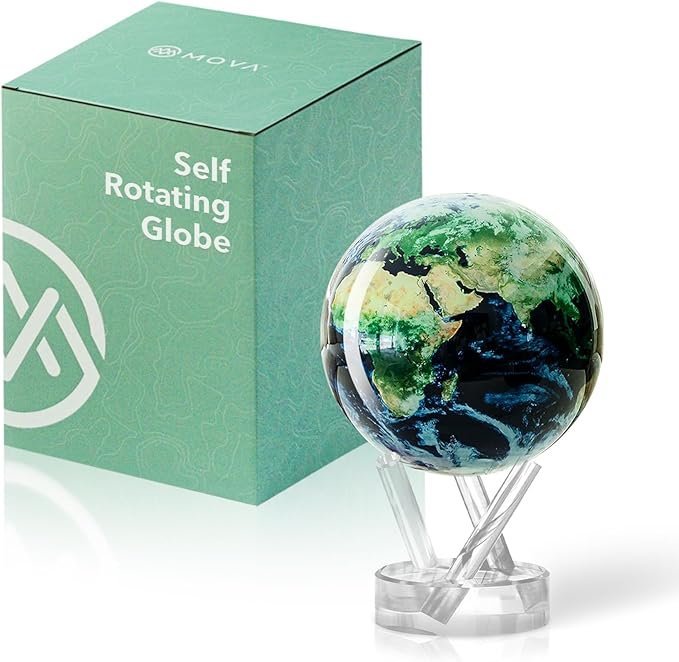 71QOXD2LYML._AC_SX679_-2.jpg MOVA Globe – Earth with Clouds Classic (4.5″) | Self-Rotating Globe Powered by Light | Silent Motion, No Batteries or Wires | Unique Desk Decor or Gift for Space Lovers - Image 1
