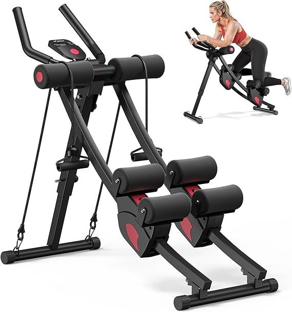 71Zv9vxDZkL._AC_SX569_-2.jpg MERACH Ab Machine, Adjustable Ab Trainer Machine, AB Workout Equipment for Home Gym, Independent Dual Tracks for Mountain Climber, Foldable for Home Exercise, Load Capacity 440 LBS - Image 1