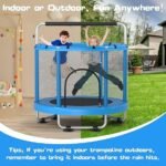 ZCMHAXJ 55″ Trampoline for Kids with Enclosure, 440lbs Capacity Indoor & Outdoor Toddler Trampoline with Adjustable Gymnastics Bar & Toys, for Boys & Girls - Image 3