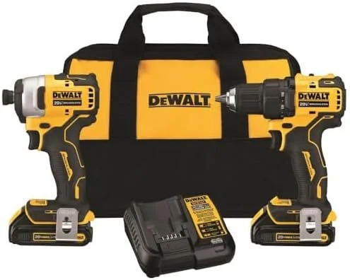 B07QHQ8GHT-0-1756227175190-1-2.webp DEWALT ATOMIC 20V MAX* Cordless Drill Combo Kit, Compact (DCK278C2) - Image 1