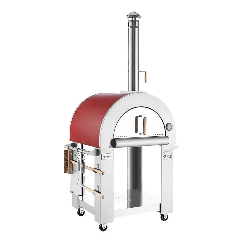 f1-4-1-2.webp Empava PG06 Outdoor Woods Fired Pizza Ovens Stainless Steel Red with Wheel and Accessories - Image 1