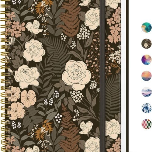 A5 Spiral Notebook, D-Wild Rose, 140 Pages