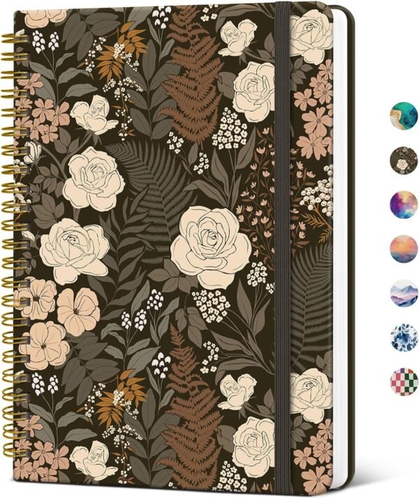 A5 Spiral Notebook, D-Wild Rose, 140 Pages