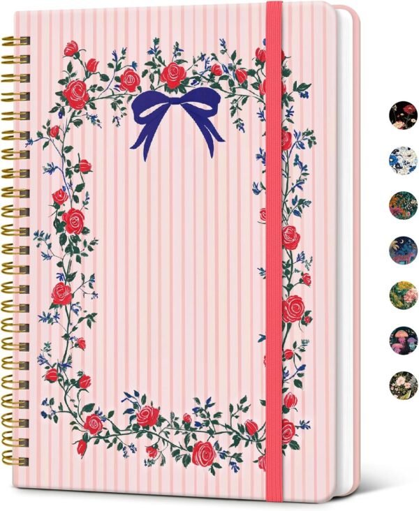 A5 Spiral Notebook, Z-Ribbon Wreath, 140 Pages
